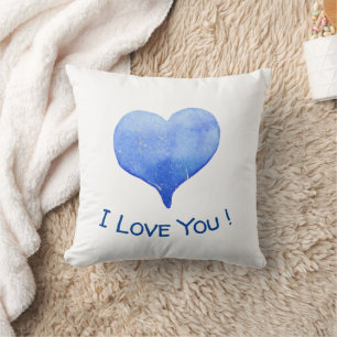 Coussin Je t'aime Cute Blue Heart Valentine