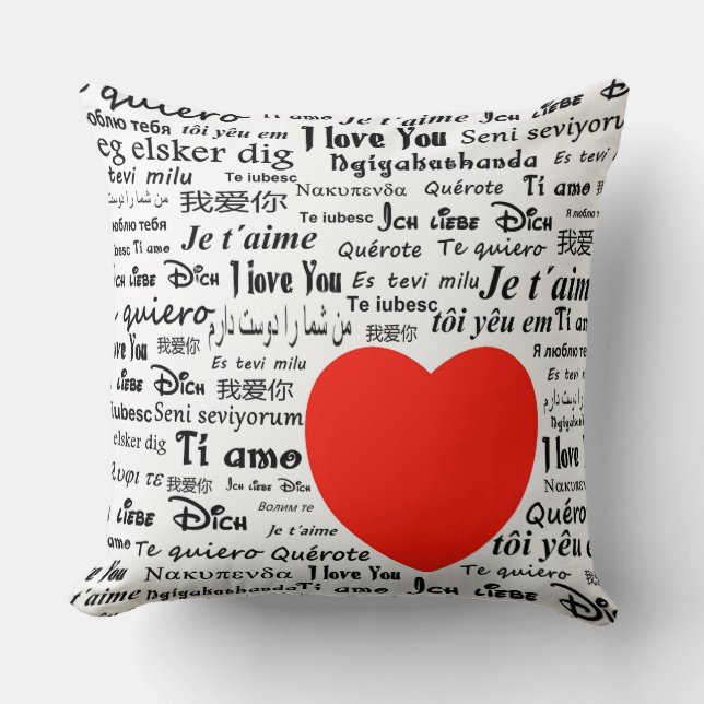 Coussin Je t'aime dans différentes langues (Recto)