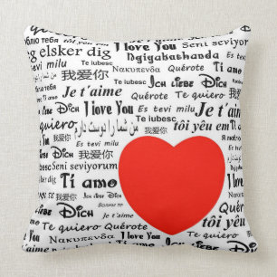 Coussin Je t'aime dans différentes langues