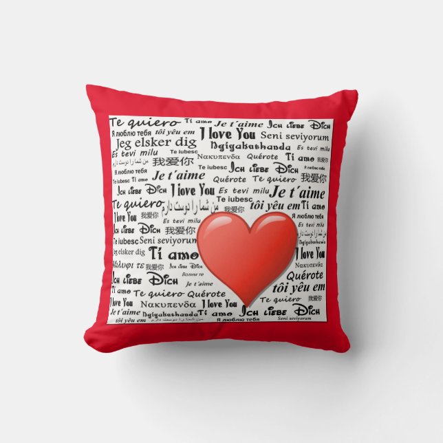 Coussin Je t'aime dans plusieurs langues (Recto)