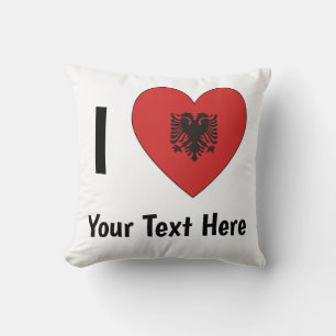 Coussin JE T'AIME (Drapeau albanais en forme de cœur) Pers