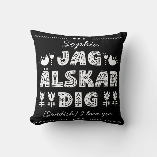 Coussin Je t'aime en suédois - Jag älskar creg (Recto)
