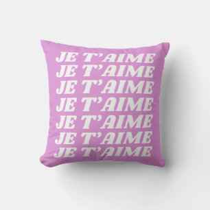 Coussin Je t'aime   Français Je t'aime   Rose violet migno