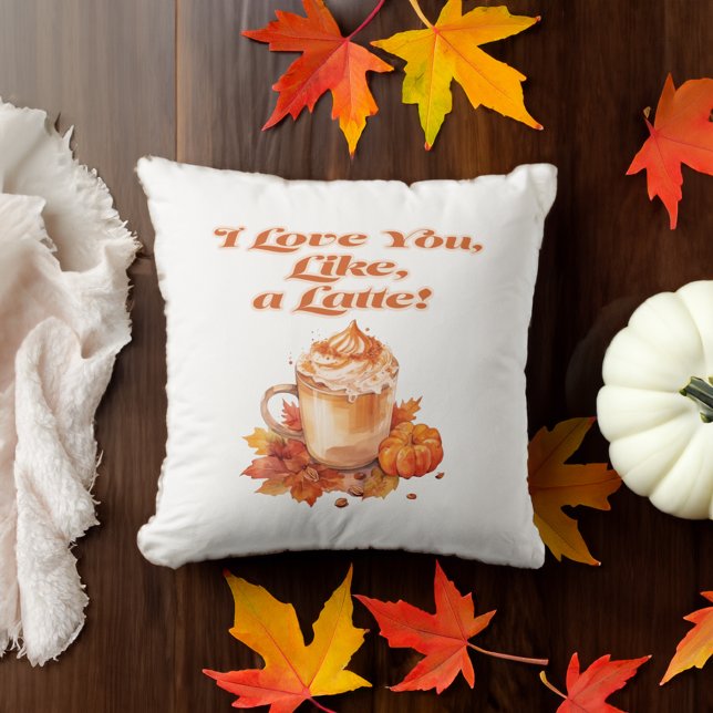 Coussin "Je t'aime, genre, un latte" (Créateur téléchargé)
