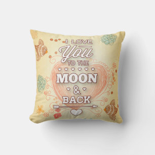 Coussin Je t'aime jusqu'à la lune et retour