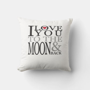 Coussin Je t'aime jusqu'à la lune et retour Citation d'amo