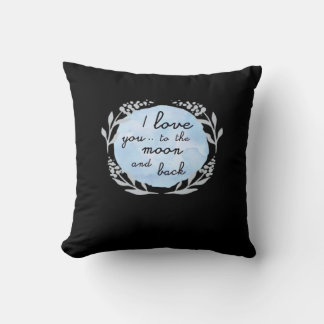 Coussin Je t'aime jusqu'à la lune et retour, un design sin