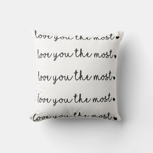 Coussin Je t'aime le plus avec un cœur simple moderne (Recto)