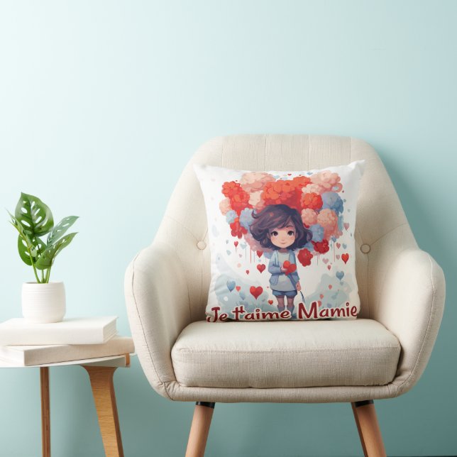 Coussin Je t'aime Mamie (Chaise)