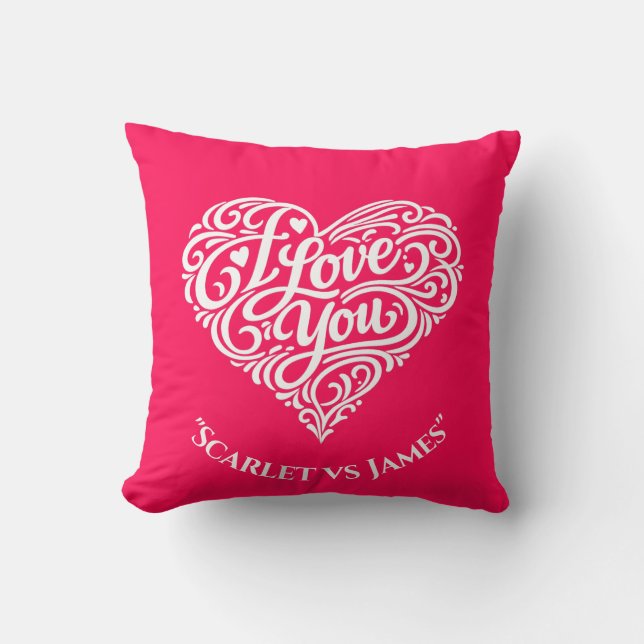 Coussin Je t'aime Nom personnalisé  (Recto)