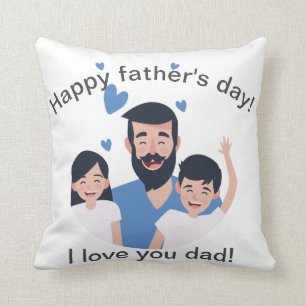 Coussin Je t'aime papa, famille heureuse de fête des pèr