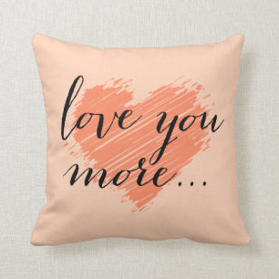 Coussin Je t'aime plus... coeur de pêche