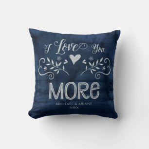 Coussin Je t'aime plus de typographie Farmhouse Navy Wood