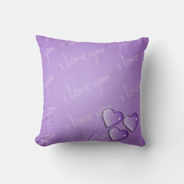 Coussin Je t'aime pourpre (Recto)