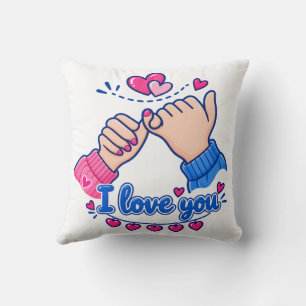 Coussin Je t'aime Promesse Pinky Cœurs Mignons