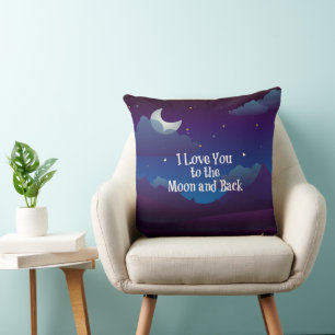 Coussin Je t'aime sur la Lune et de retour