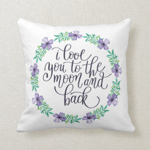 Coussin Je t'aime sur la lune et le dos