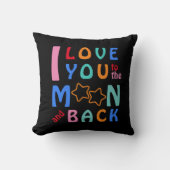 Coussin Je t'aime sur la Lune et le dos - Noir (Recto)