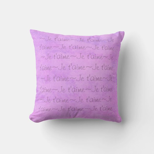 Coussin Je t'aime white HEARTS on PURPLE ROSE (Recto)