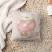 Coussin Je T'Manque : Art de Cupcake de Chat Endormi Migno (Couverture)