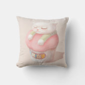 Coussin Je T'Manque : Art de Cupcake de Chat Endormi Migno (Recto)