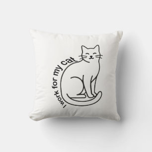 Coussin Je travaille pour mon chat – Citation drôle pour l