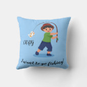 Coussin "JE VEUX ALLER PÊCHER" Garçons Pêche (Verso)