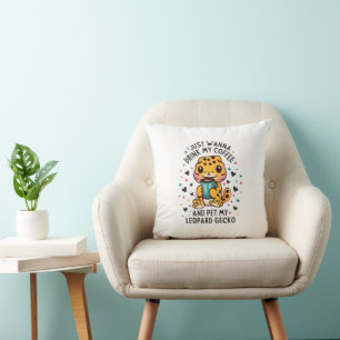 Coussin Je Veux Juste Boire Du Café Et Pet Mon Leopard Gec