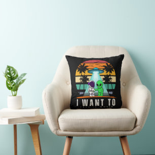 Coussin Je veux quitter ce monde Alien Vintage Sunset