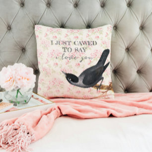Coussin Je viens juste de crier que je t'aime Crow Valente