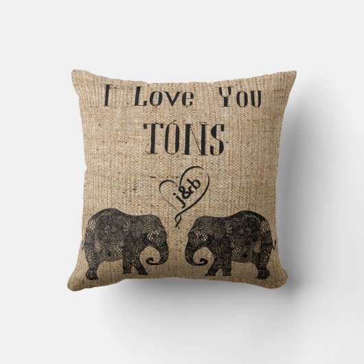 Coussin JE VOUS AIME TONS/Elephant Art/Mariage Personnalis (Verso)