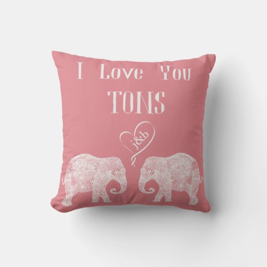 Coussin JE VOUS AIME TONS/Elephant Art/Mariage Personnalis (Recto)