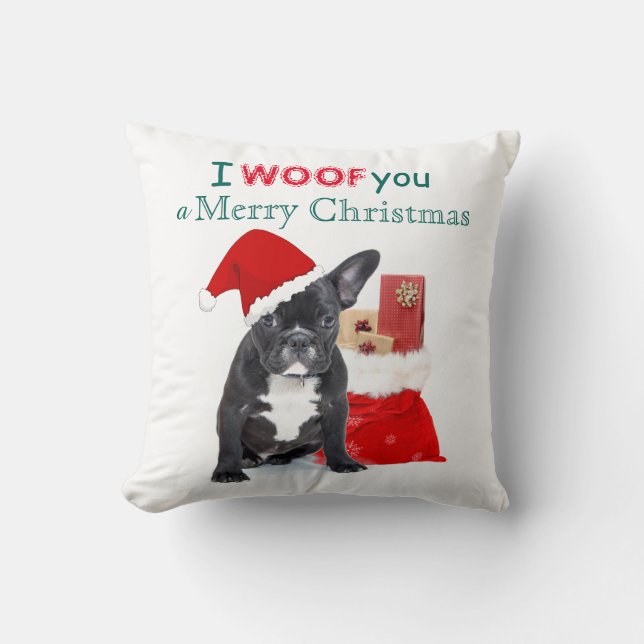 Coussin "Je vous souhaite un joyeux Noël" Chien de taule (Recto)