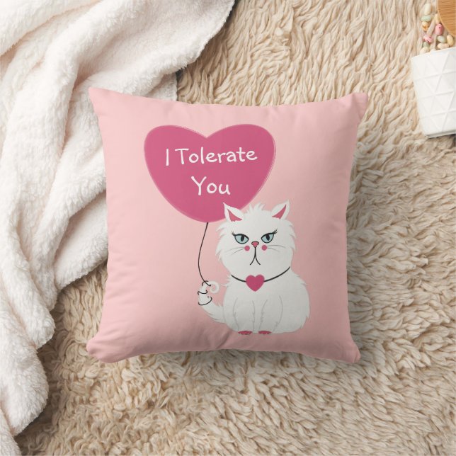 Coussin Je vous tolère Chat Sarcastique Saint-Valentin (Couverture)