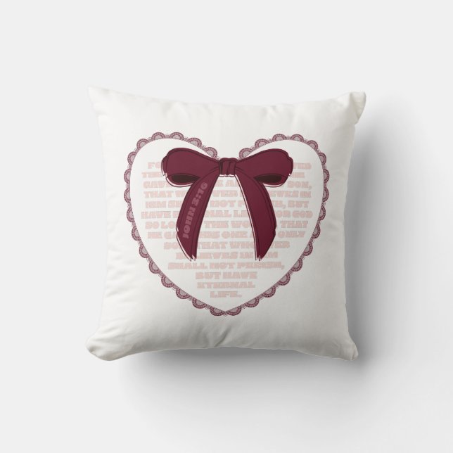Coussin Jean 3:16 - Saint-Valentin chrétien (Recto)