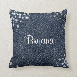 Coussin Jeans de denim et de diamants avec le charme de