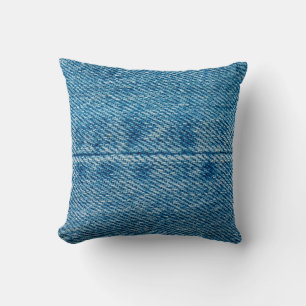 Coussin Jeans ferme arrière - plan. Dénim couture. Bleu f