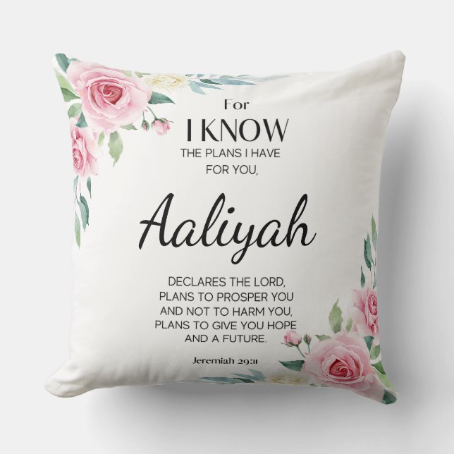 Coussin Jeremiah 29:11 Rose Personnaliser (Recto)