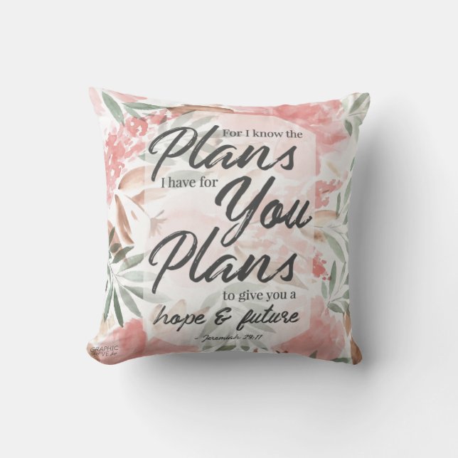 Coussin Jérémie 29:11 Écriture: GraphicLoveShop (Recto)