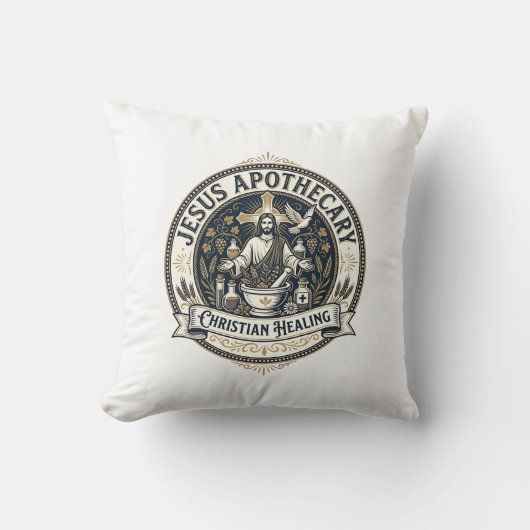 Coussin Jésus Apothicaire Guérison chrétienne Jésus Apothi (Recto)