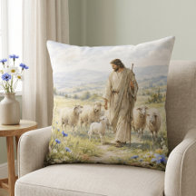 Jésus Bon Berger Fleur Sauvage Aquarelle