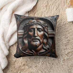 Coussin Jésus Christ Secours Art avec la couronne d'épines
