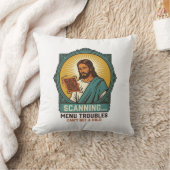 Coussin Jésus Code QR flou ne scannera pas Menu Humour Tec (Couverture)
