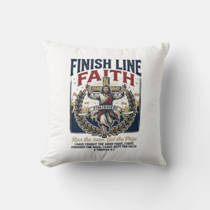 Coussin Jésus courant Marathon Vintage Shirt Chrétien Gra