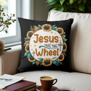 Coussin Jésus de la religion chrétienne prend le volant
