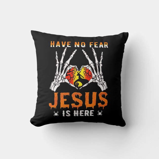 Coussin Jésus Est Coeur Squelette Main (Recto)