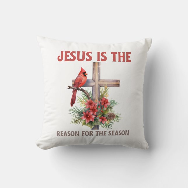 Coussin Jésus est la raison de la croix de Noël de saison (Recto)