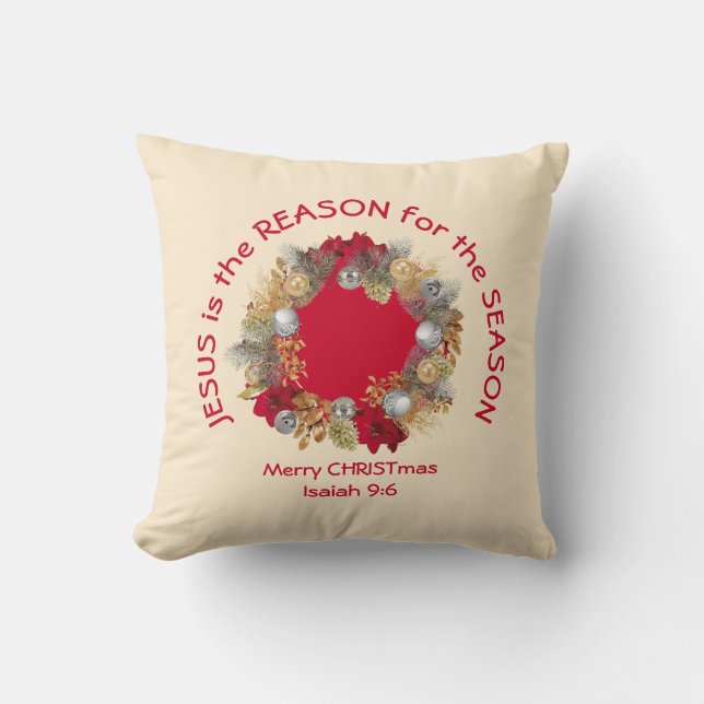 Coussin JÉSUS EST LA RAISON DE L'Oreiller de Noël (Recto)