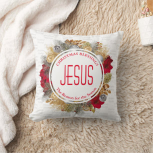 Coussin JÉSUS EST LA RAISON POUR LAQUELLE Noël Blessures W
