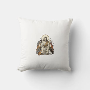 Coussin Jésus et Chats Vintage